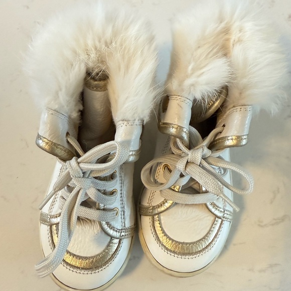Stylish Kids' White and Gold Boots